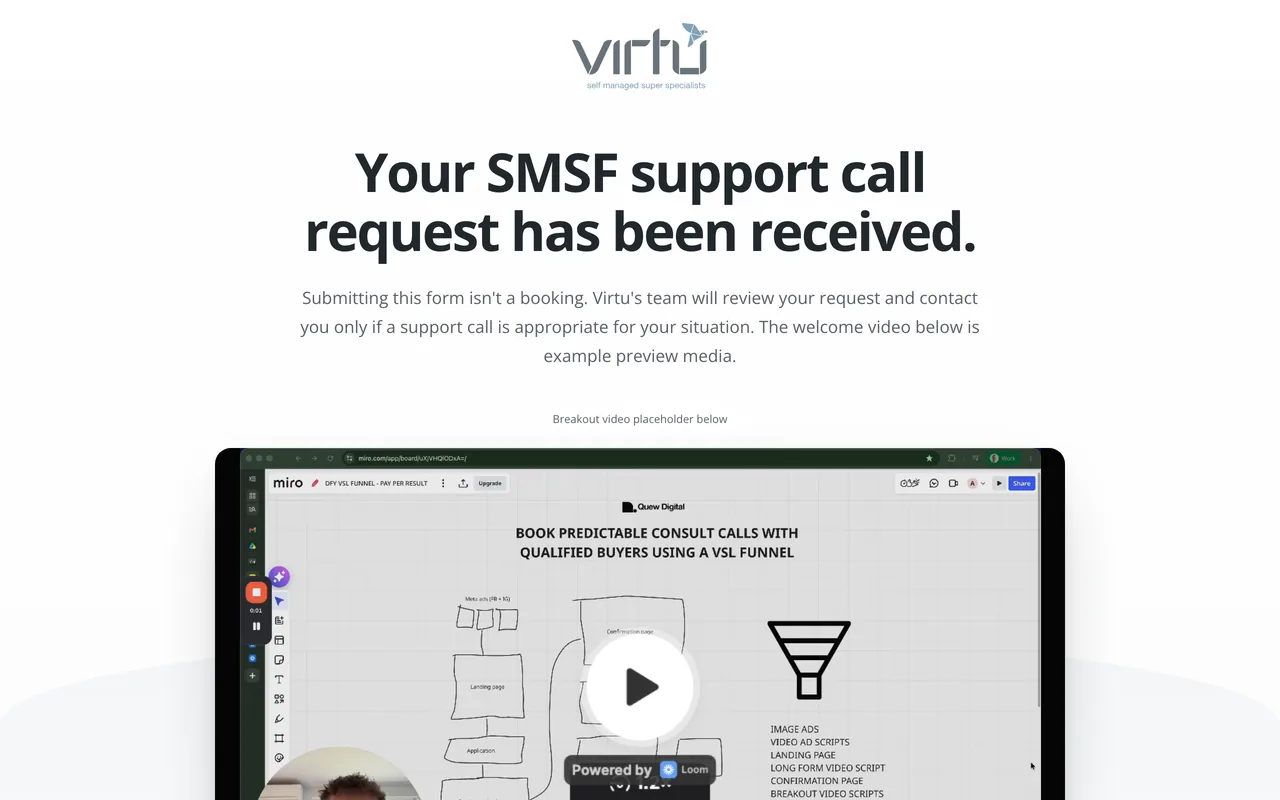Confirmation page preview